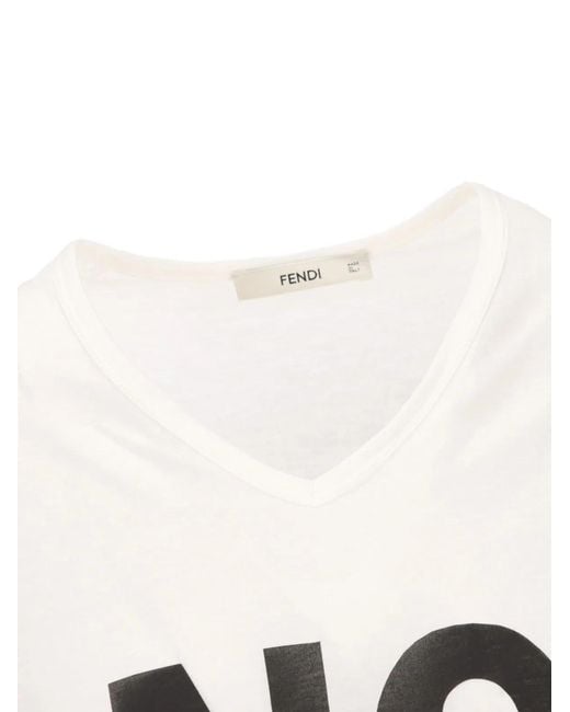 Fendi White No Print Cotton T-Shirt