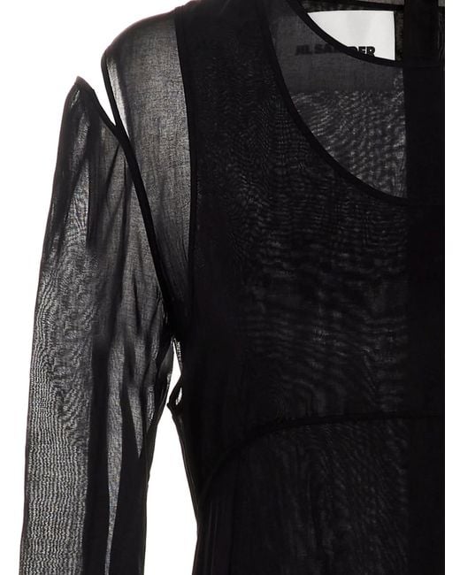 Jil Sander Black Pleated Skirt Dress