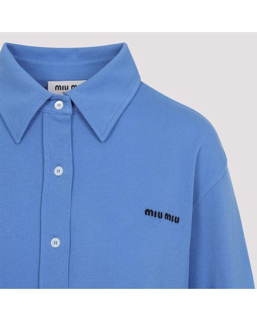 Miu Miu Blue Cerulean Piquet Shirt