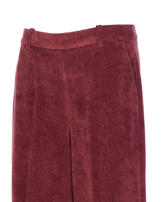 Circolo 1901 Red Corduroy Straight-Leg Pants