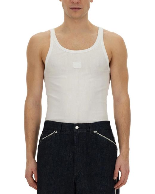 Dolce & Gabbana White Dolce & Gabbana Ribbed Tank Top for men