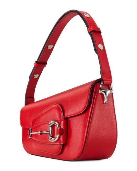 Gucci Red Shoulder Bag Horsebit 1955 Small Size