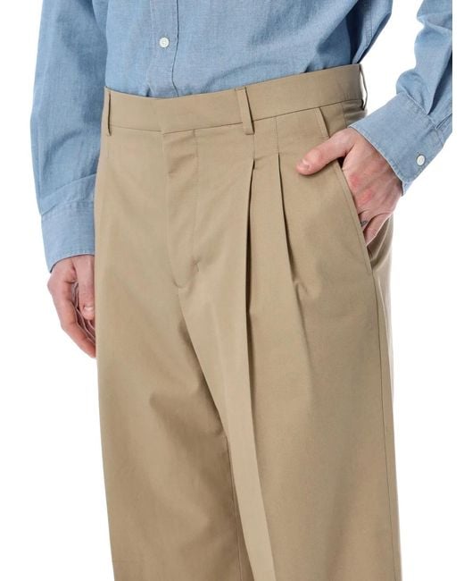 AMI Natural Low Waist Wide Trousers for men