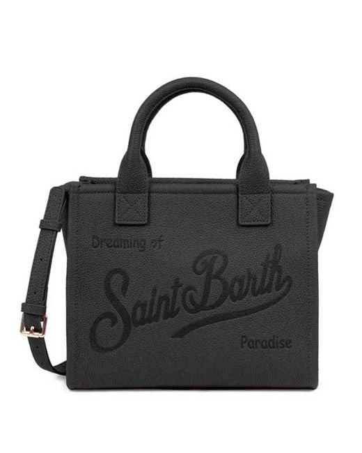 Mc2 Saint Barth Black Grained Texture Logo Bag
