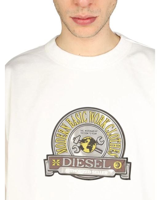 DIESEL White Logo Patch Sweatshirt for men