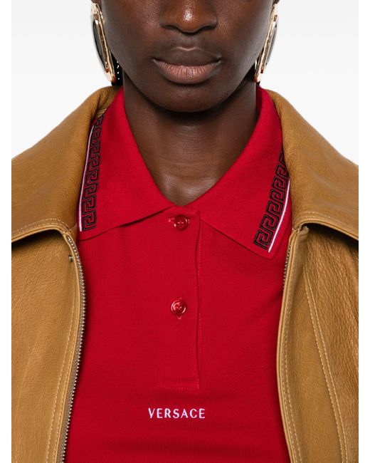 Versace Red Logo Cotton Polo Shirt