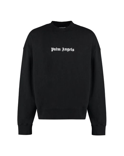 Palm Angels Black Cotton Crew-Neck Sweatshirt for men