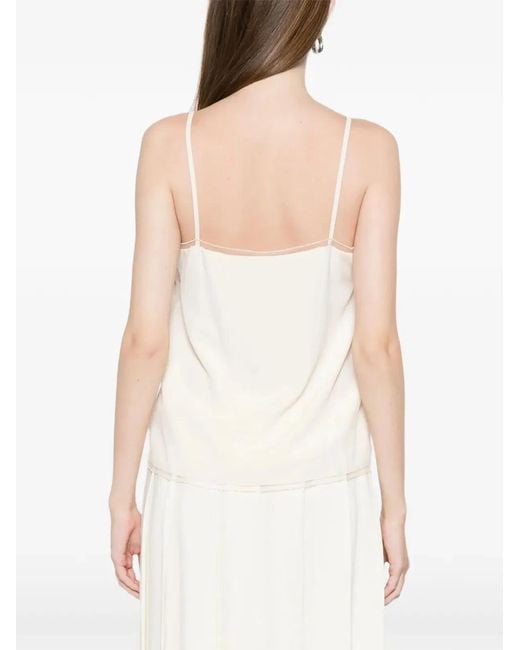 Fabiana Filippi White Butter Acetate Silk Top