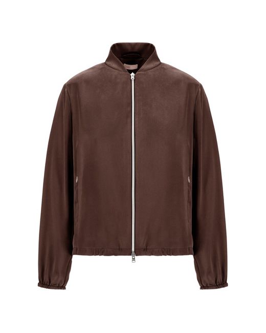 Herno Brown Zip Up Satin Jacket
