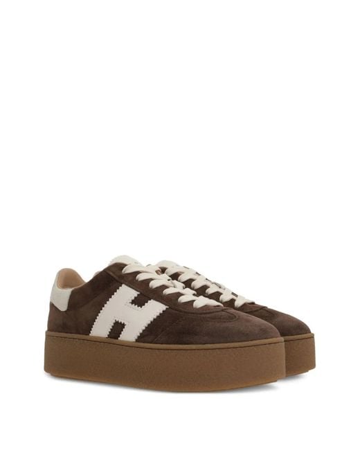 Hogan Brown Dark Leather Flat Shoes