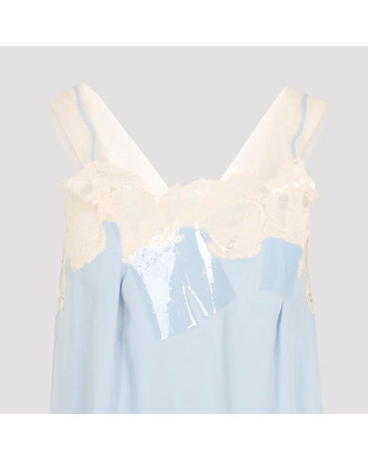 Maison Margiela Blue Lace-Trim Mini Dress