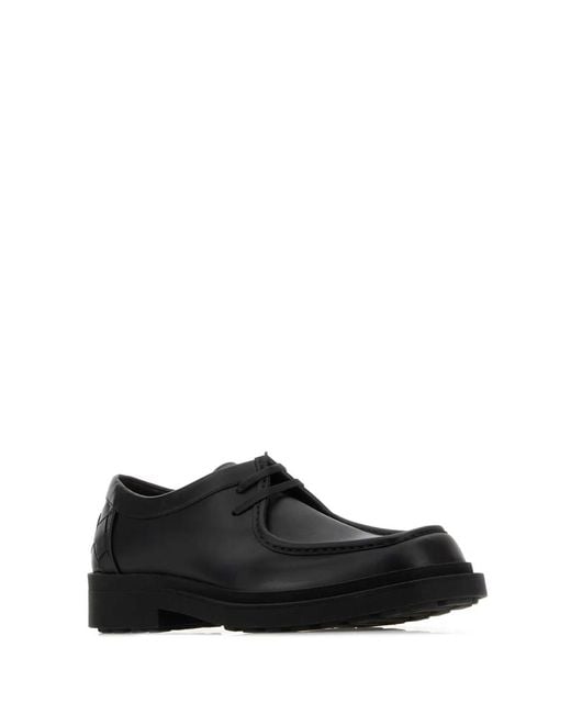 Bottega Veneta Black Leather Ben Lace-Up Shoes for men