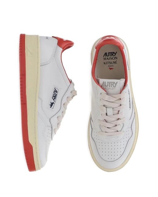 Autry X Maison Kitsune White Medalist Low Sneaker