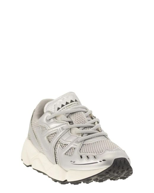 RUN OF White Leather And Fabric Trainers for men