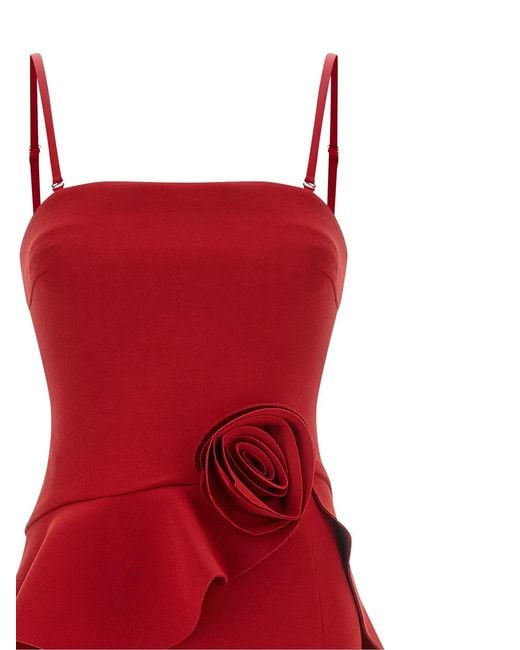 ROTATE BIRGER CHRISTENSEN Red Rotate Birger Christensen 3D Floral Detail Dress