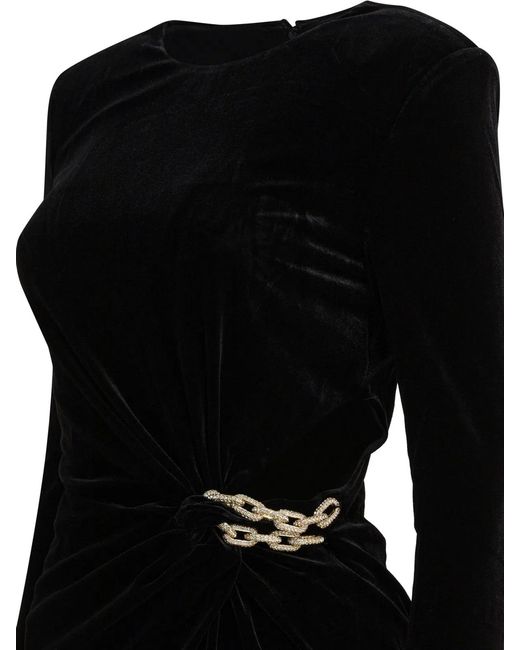Self-Portrait Black Velvet Embellished Mini Dress