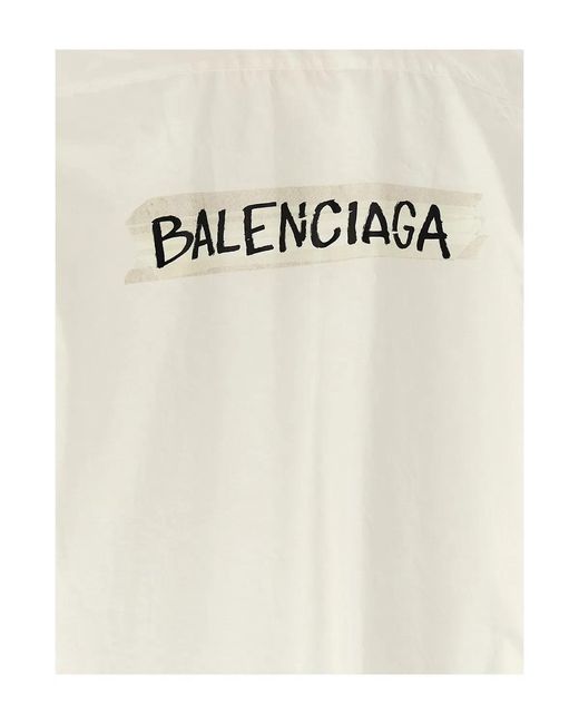 Balenciaga White Poplin Oversize Shirt for men