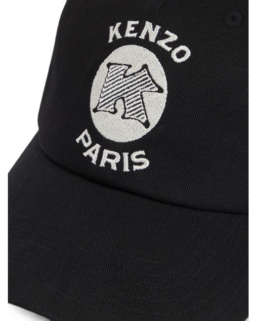KENZO Black Paris Emblem' Embroidered Cap for men