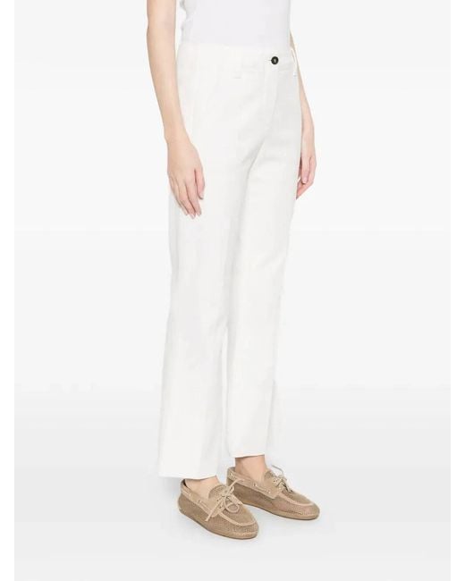 Brunello Cucinelli White Cotton Elastan Pants
