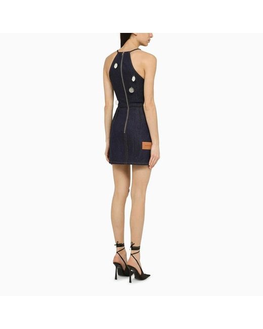 David Koma Blue Denim Mini Dress With Mirrors