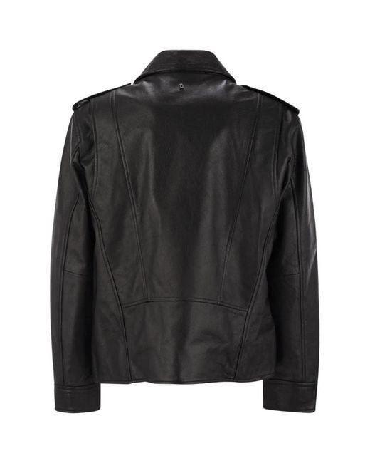 Dondup Black Leather Jacket for men