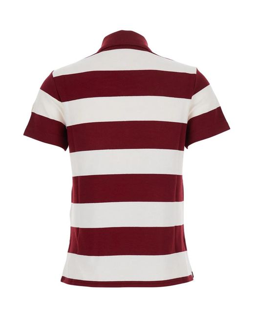 Moncler Red Stripes Shirt Collar T-Shirt
