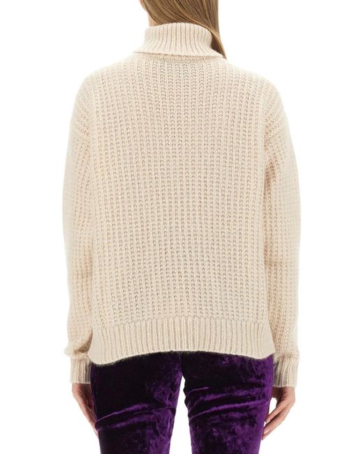 Gucci Natural Silk And Cashmere Turtleneck Sweater