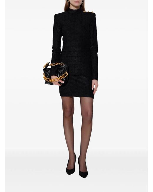 Balmain Black Monogram Midi Skirt