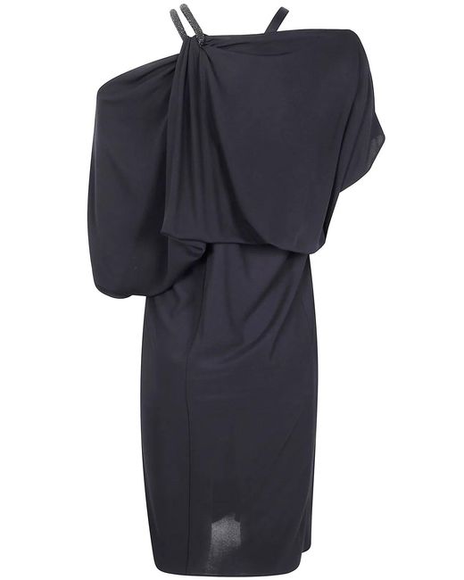 Tom Ford Blue Chain Stones Embroidery On Crepe Jersey Cocktail Dress