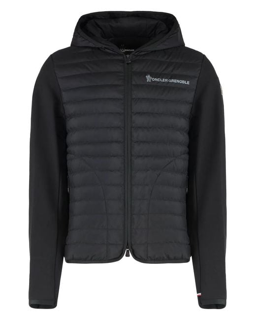 Moncler Black Cardigan With Padded Front Panel for men