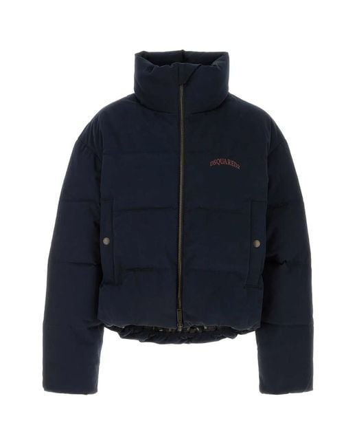 DSquared² Blue Stretch Cotton Down Jacket for men