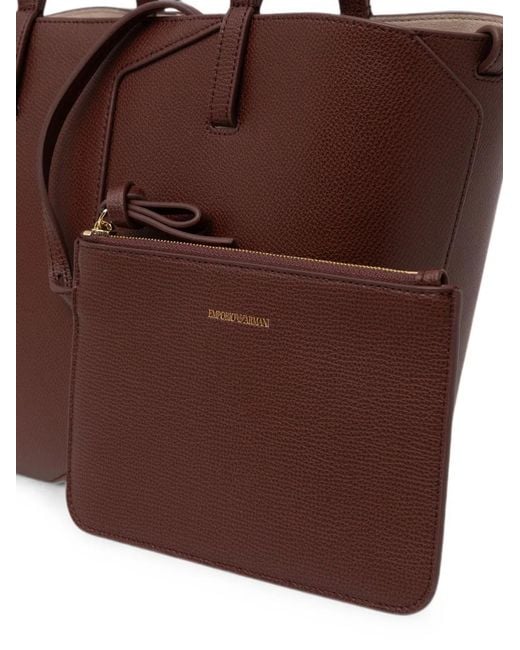 Emporio Armani Brown Small Leather Tote Bag