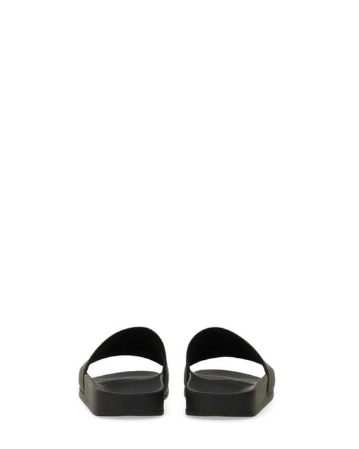 MSGM Black Slide Sandal With Logo