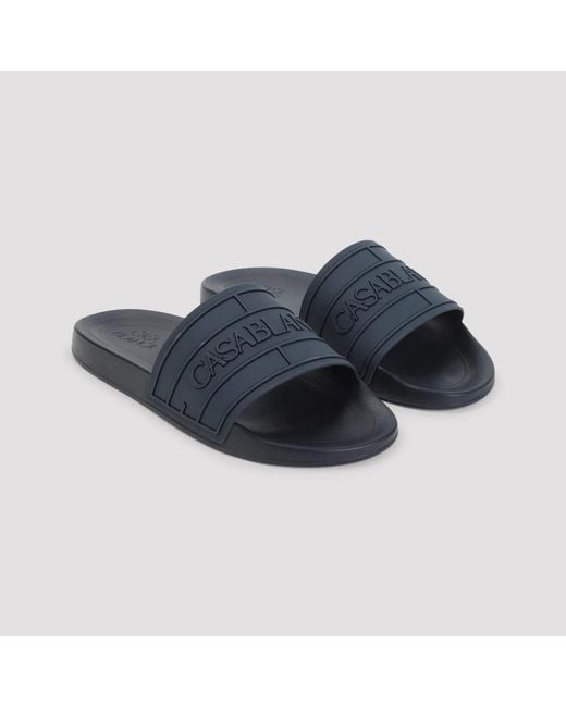 Casablanca Blue Logo-Embossed Sliders for men