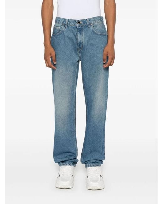 Casablanca Blue Printed And Embroidered Denim Jeans for men