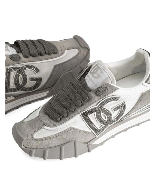Dolce & Gabbana White Dolce & Gabbana Graphite Leather Flat Shoes