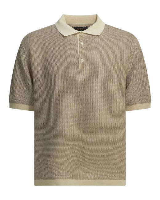 Beams Plus Natural Paper Polyester Nylon Spandex Washi Yarn Polo Shirt for men
