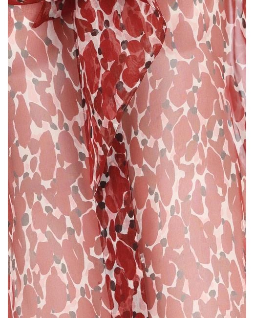 Saint Laurent Red Printed Silk Shirt