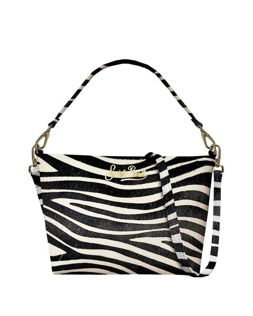 Mc2 Saint Barth Black Zebra Print Top Bag