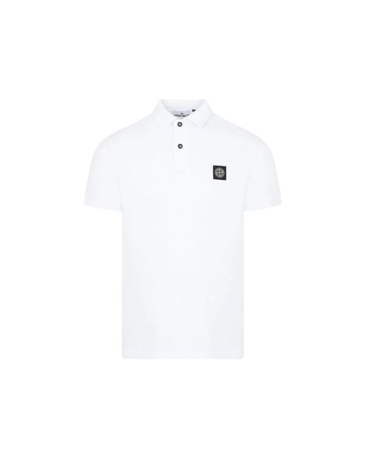 Stone Island White Short Sleeves Polo Shirt for men