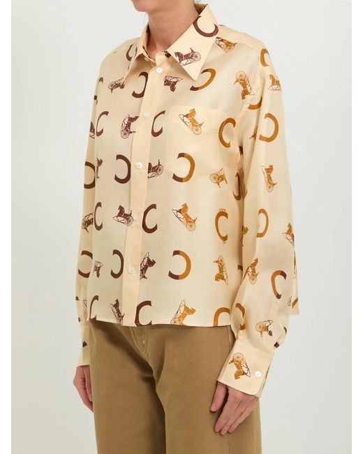 Céline Natural Cropped Printed Shirt