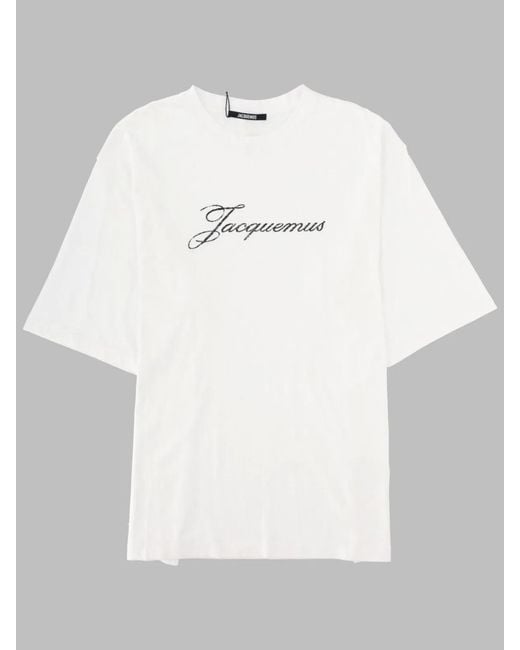 Jacquemus Gray Script Logo Oversized T-Shirt for men
