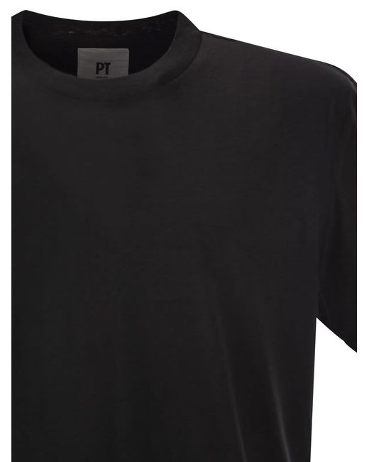 PT Torino Black Silk And Cotton Jersey Knit for men