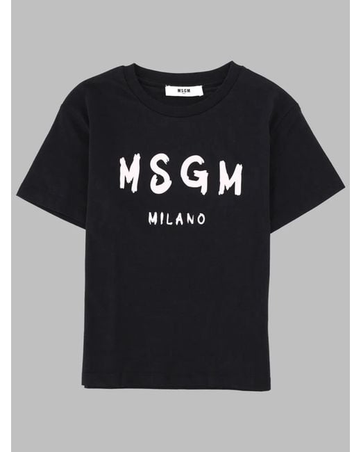 MSGM Black Kids 100% Cotton T-Shirt