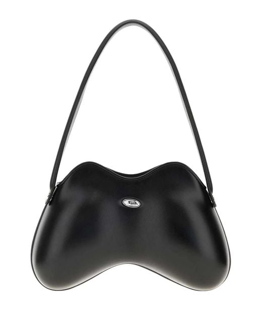 DIESEL Black Leather Synthetic Leather Double-D Shoulder Bag