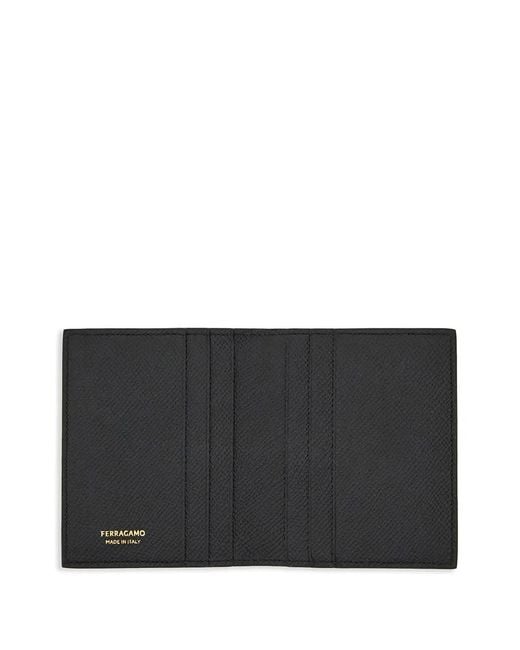 Ferragamo Black Micro Gancio Bi-Fold Card Holder for men