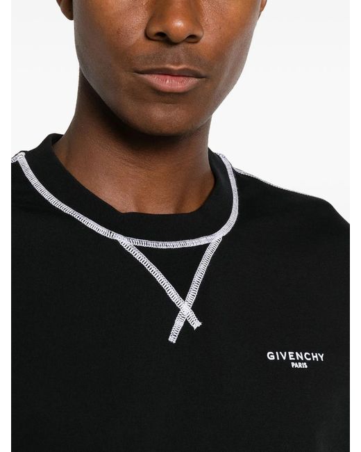 Givenchy Black Couture Seam Contrasted Stitch T-Shirt for men