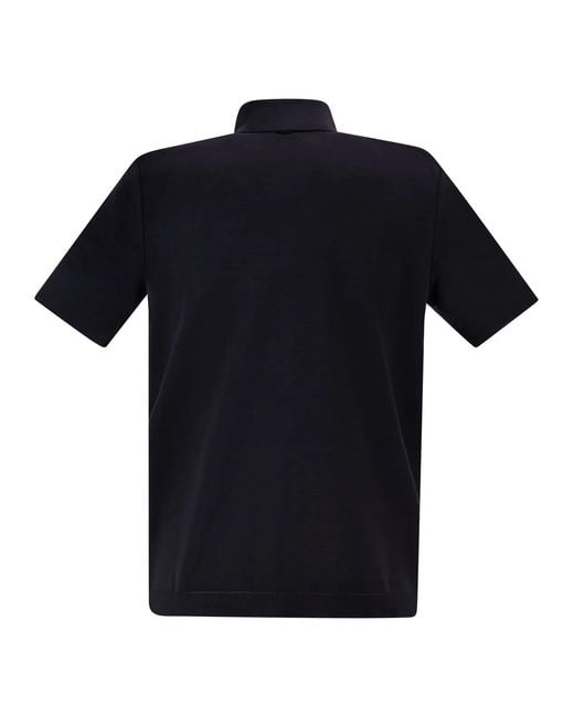 Herno Black Cotton Jersey Polo Shirt for men