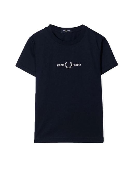 Fred Perry Blue Embroidered T-Shirt