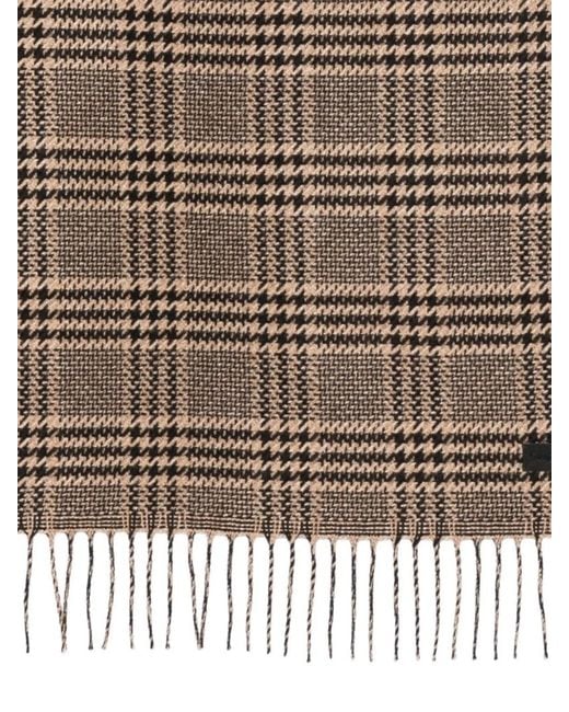 Saint Laurent Brown Prince Of Wales Pattern Silk Scarf for men